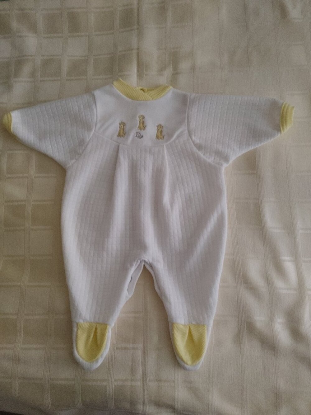 Vintage Newborn Baby Dior Footed Sleeper Size Small To 11 lbs. - Picture 4 of 6